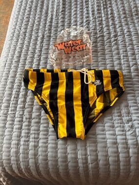 Men's Yellow/Black Striped Swim Brief